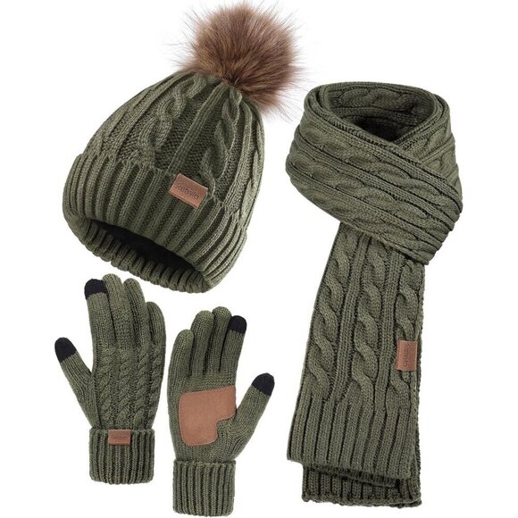 Winter Hat Scarf Gloves Set for Women Acrylic Warm Stylish Holiday Gift main image 5